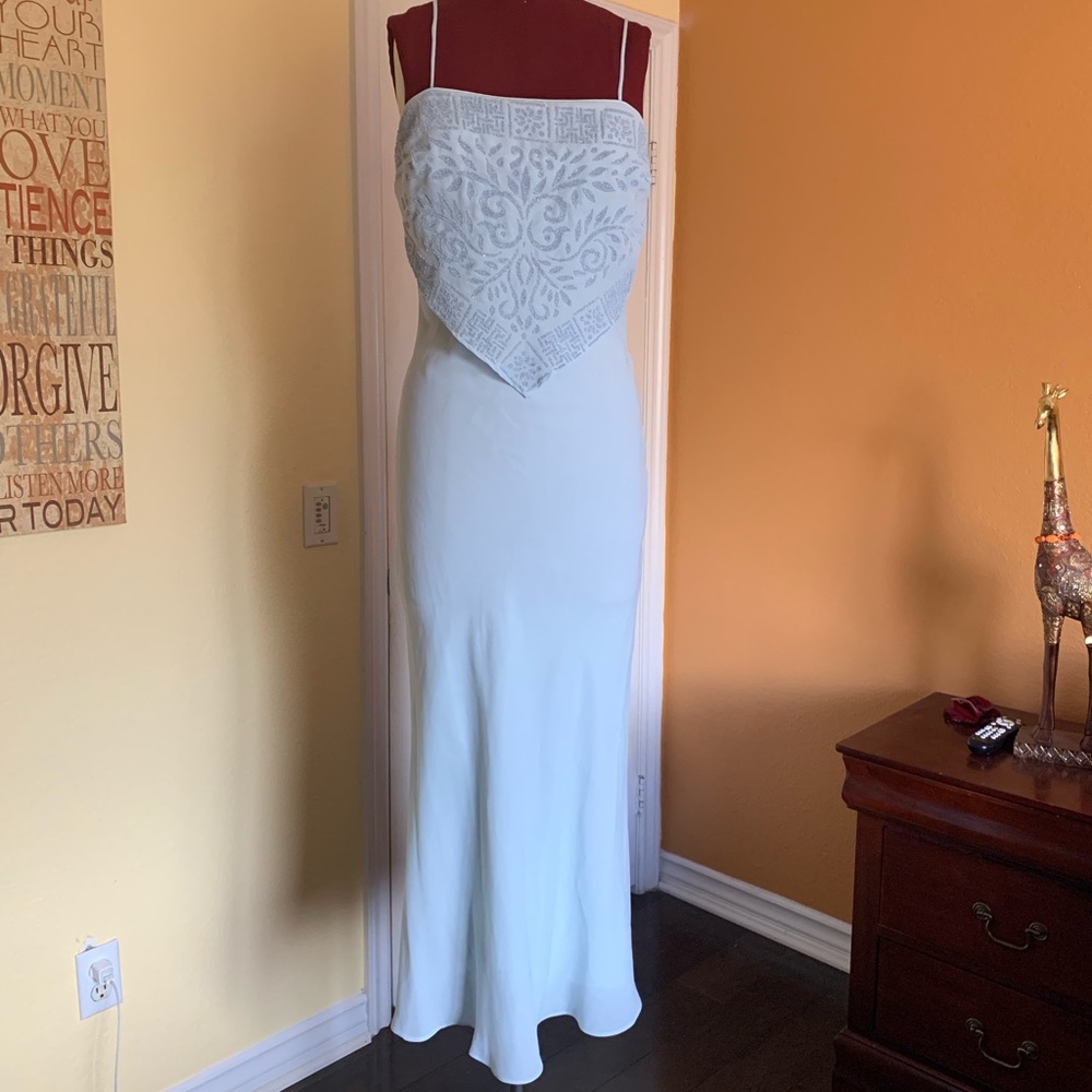 Vintage Powder Blue Beaded Evening Dress